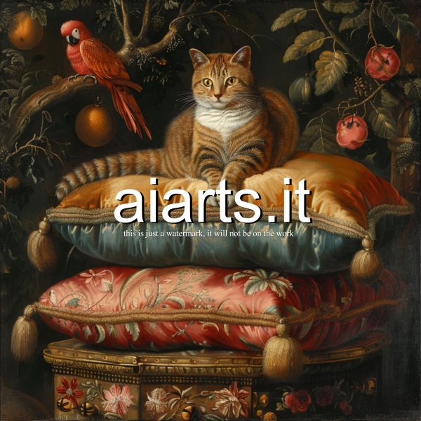 zcat_on_a_pile_of_cushions_and_a_parrot_painting4924616 (Copy)