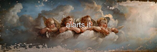 four cherubini in the clouds