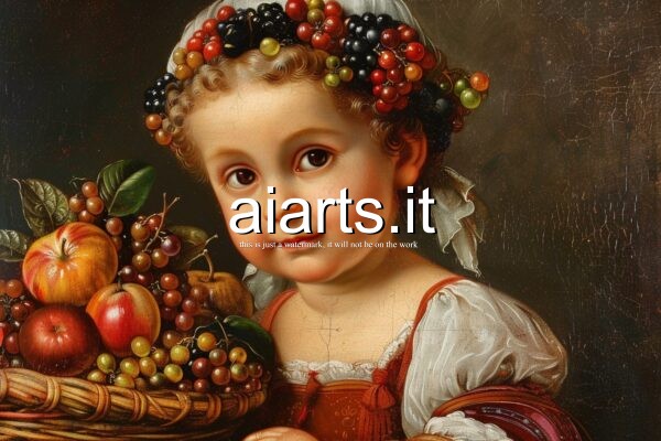 little girl with a fruit basket in Titian style