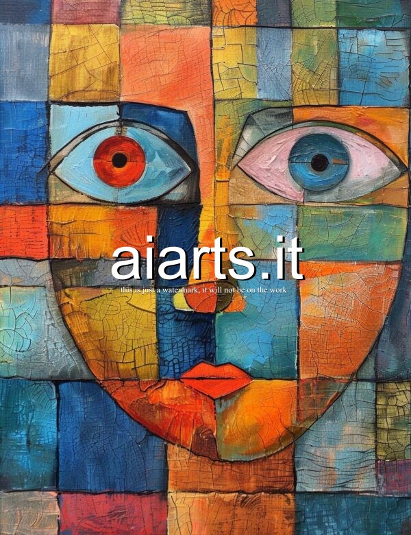 staring face paul klee style paint