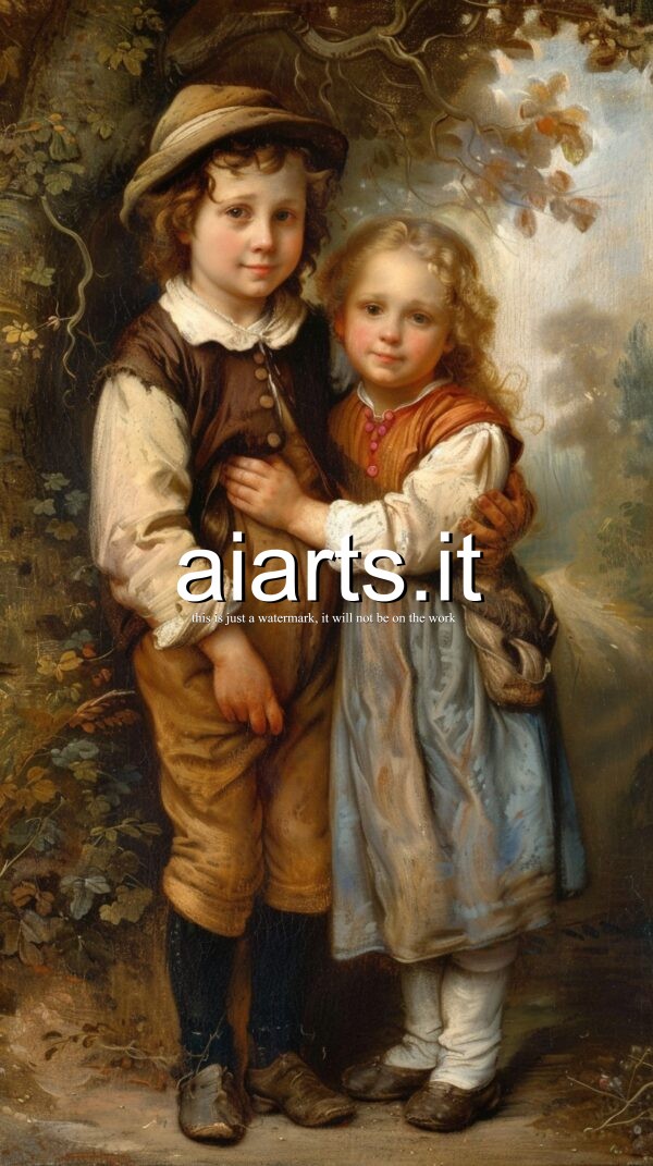 young boy and girl in rembrandt style