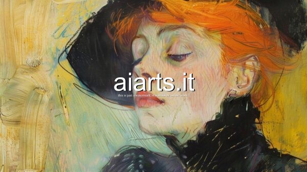 girl absorbed in her thoughts in Toulouse-Lautrec style 16x9