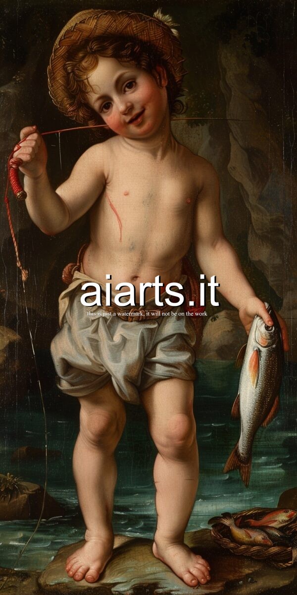 child fisherman in Verrocchio style