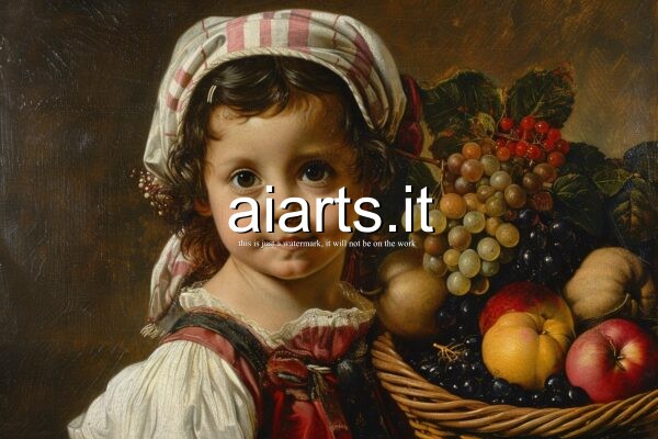 little girl with a fruit basket in Titian style