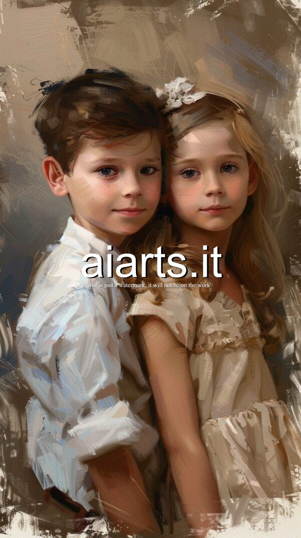 portrait of young boy and girl in rembrandt style