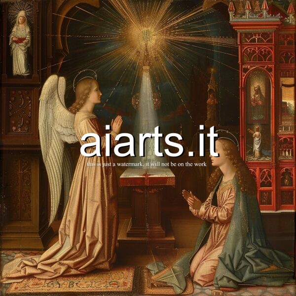 the archangel Gabriel announcing mary pregnancy in renaissance paint